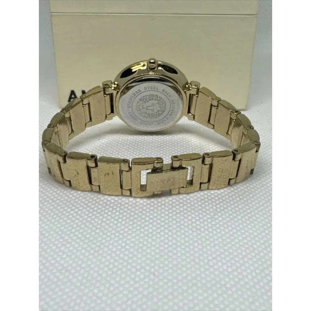 Anne Klein Diamond AK2434 Womens Gold Metal Strap Analog Dial Quartz Watch YAY48